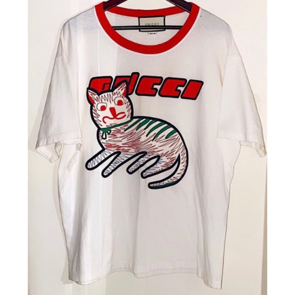 Authentic Gucci 20 SS Cat Logo Oversized Tee Size S